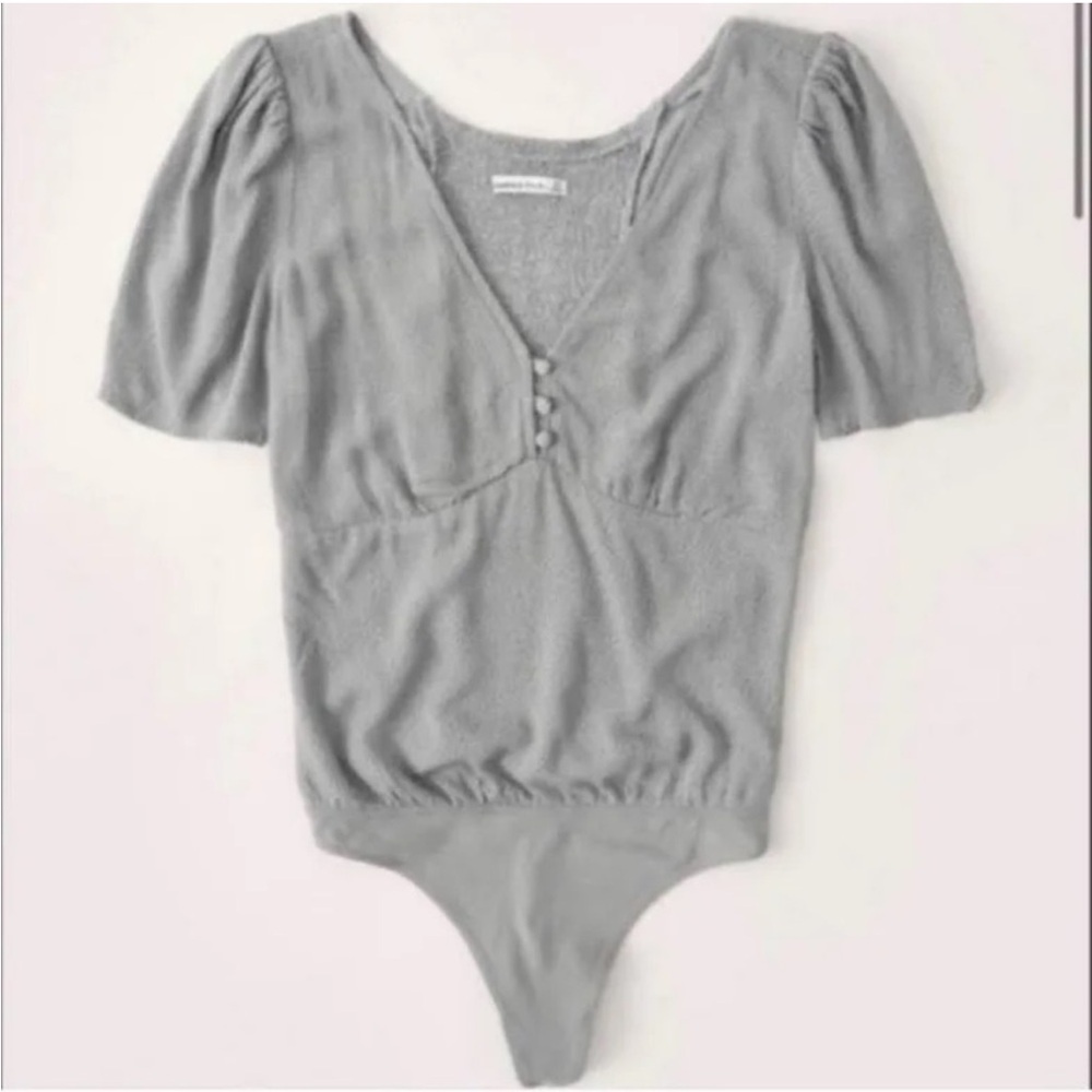 Abercrombie & Fitch Short Sleeve Polka Dot Bodysuit Top Light Green Large NWT